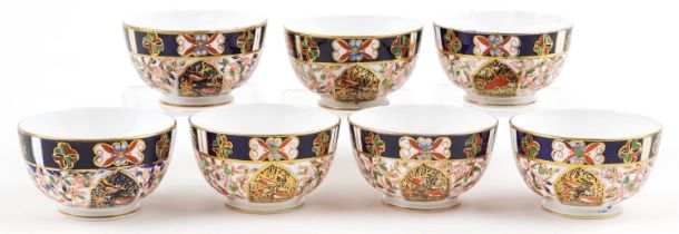 Royal Crown Derby, seven Victorian porcelain bowls decorated in the Imari palette, each 10.5cm in