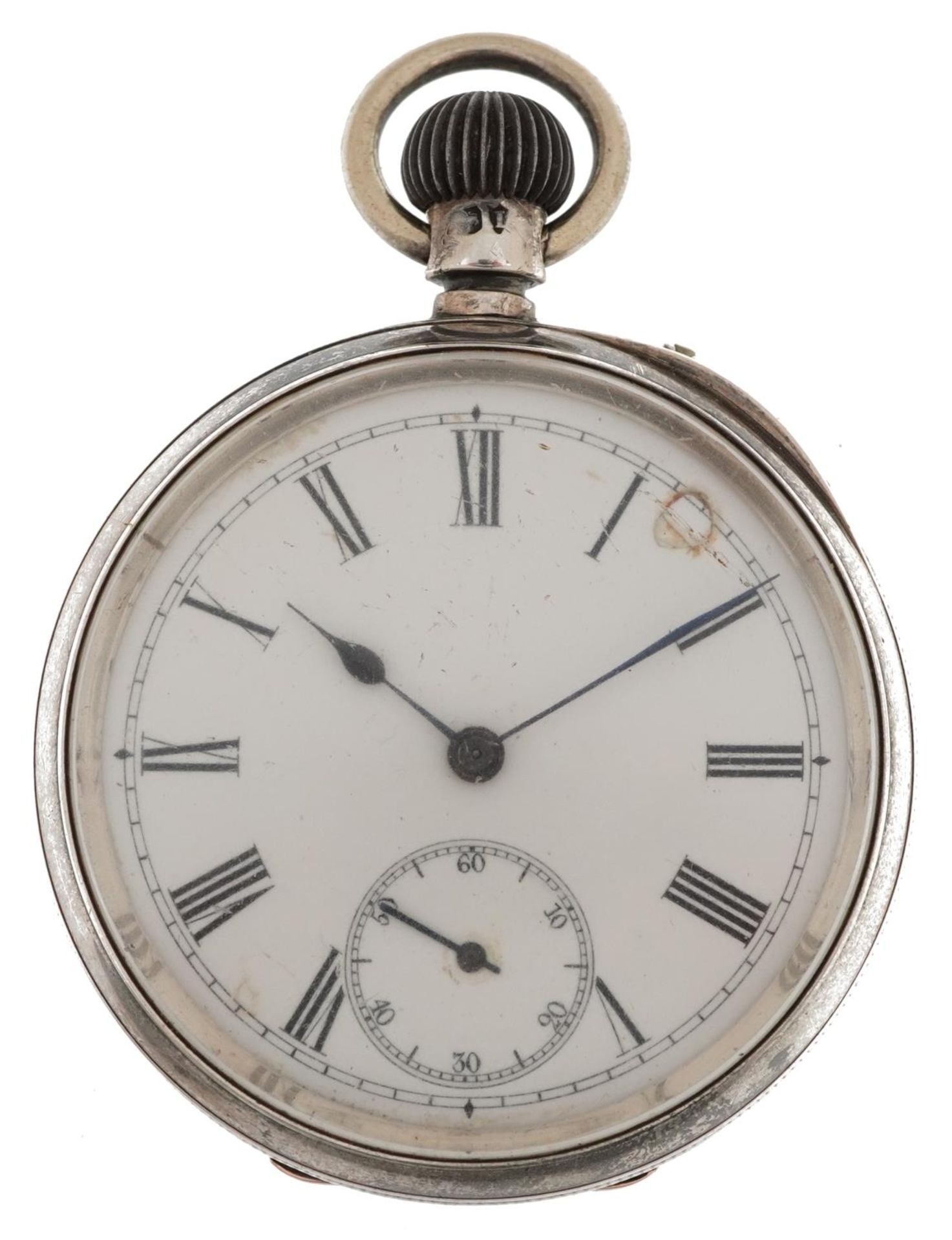 Longines, Victorian silver open face keyless pocket watch having enamelled and subsidiary dials with - Bild 2 aus 6