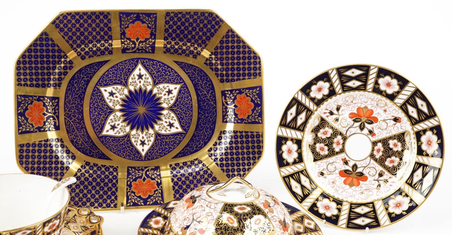 Old Imari porcelain including Royal Crown Derby plate and a Caverswall Romany rectangular platter by - Image 3 of 6