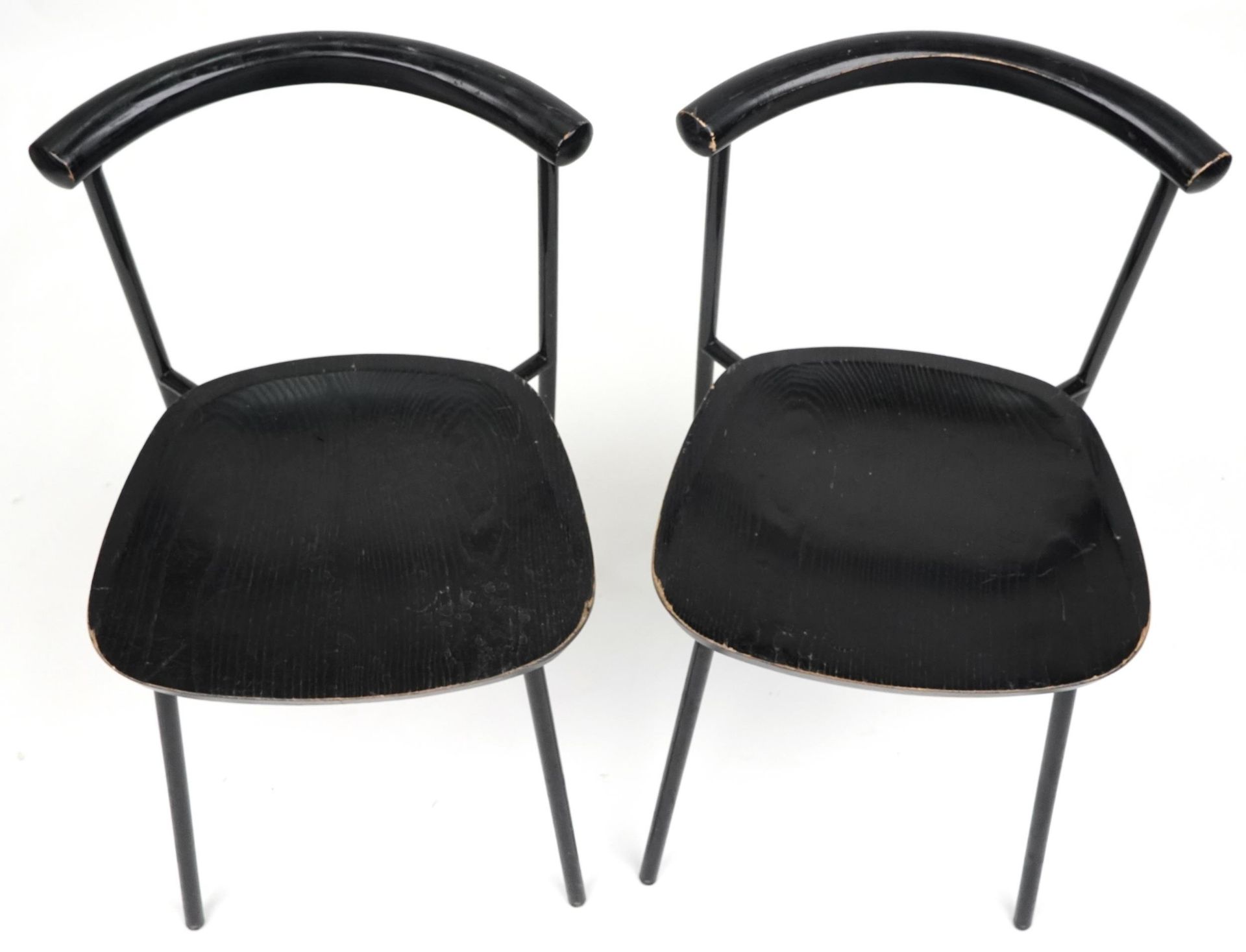 Manner of Calligaris, pair of contemporary metal framed hardwood bistro chairs, each 75cm high - Bild 3 aus 5