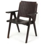 Autoban, stained teak slice chair, 81cm high