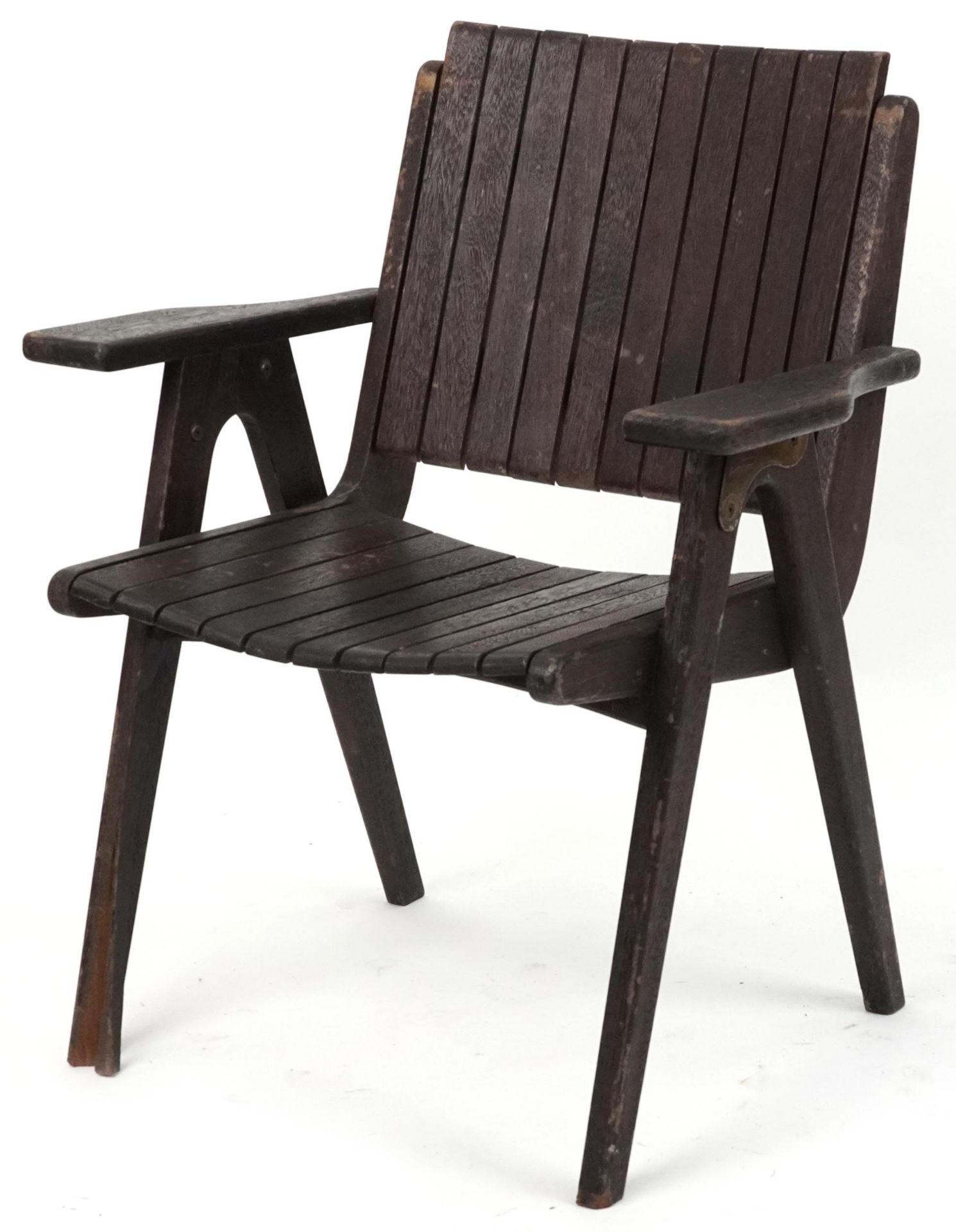 Autoban, stained teak slice chair, 81cm high