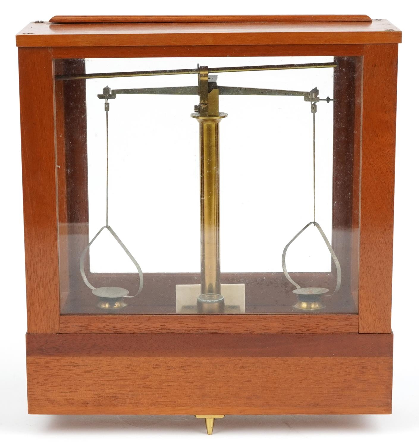 Becker Bros of New York, mahogany cased balance scales with mahogany travel case and set of brass - Image 5 of 6