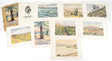 Jacob Nussbaum - Folio of eight Kinneret views, edited by Nussbaum Family 1966, printed by United
