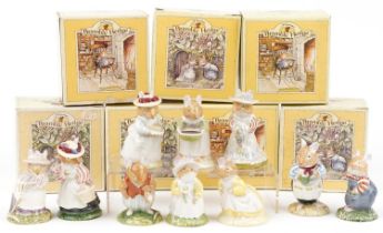 Ten Royal Doulton Bramley Hedge figures, seven with boxes, including Poppy Eyebright, Catkin and Mrs