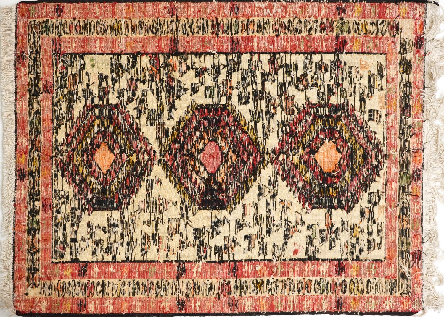 Turkish Kilim rug decorated with wild animals and flowers, 93cm x 72cm - Image 3 of 3