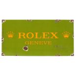 Horological interest Rolex Geneve enamel advertising sign, 46cm x 23cm