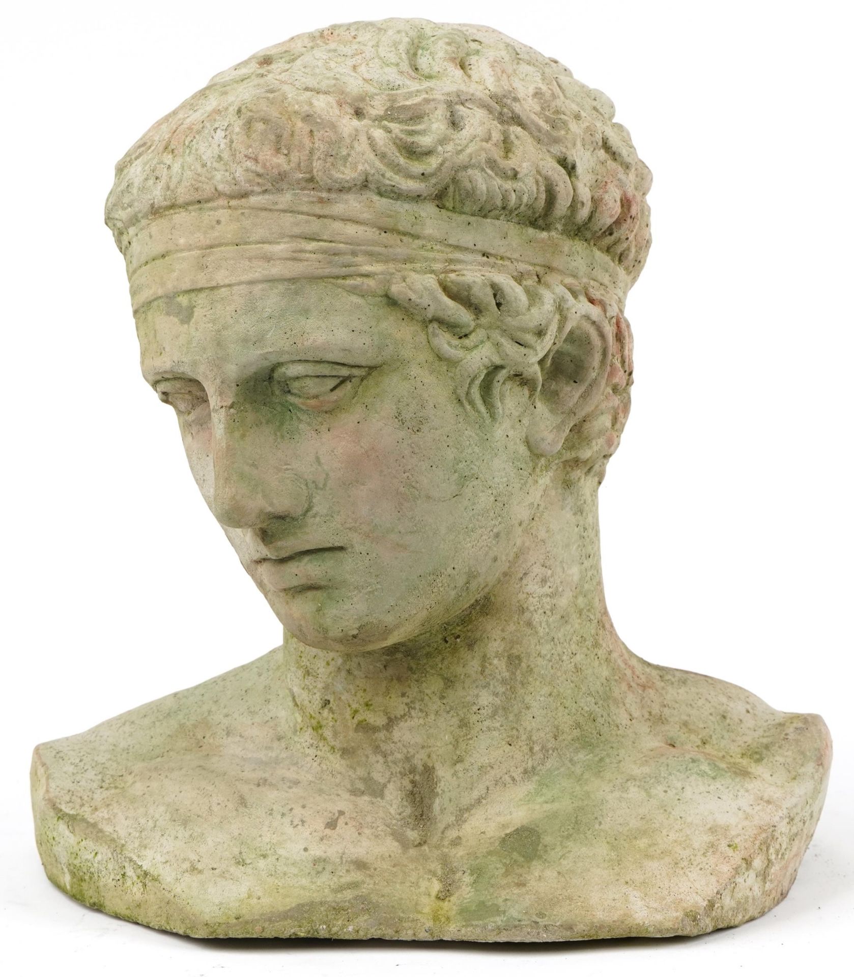 Classical garden stoneware bust of Diadoumenos - Image 2 of 3