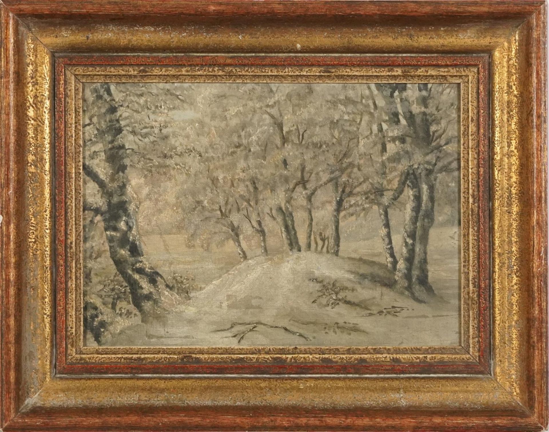 Snowy woodland, 19th/20th century oil on canvas inscribed E Wettstein verso, mounted and framed, - Image 2 of 4