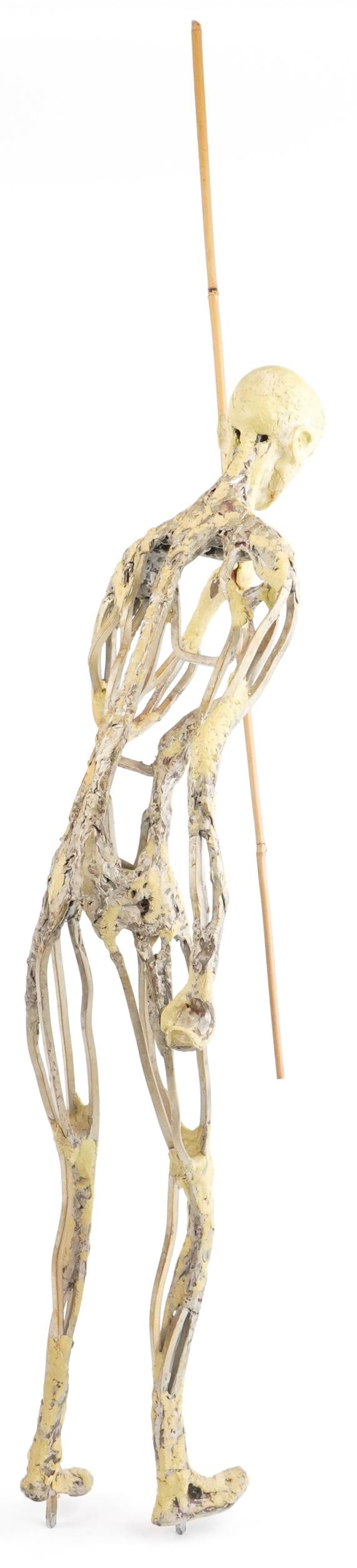 Neil Wilkinson, large contemporary Brutalist sculpture of a man holding a stick, overall 120cm high - Image 3 of 4
