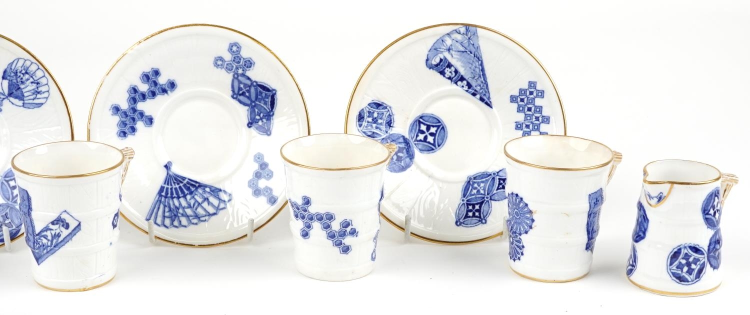 Royal Worcester, Victorian aesthetic naturalistic teaware decorated in the chinoiserie manner with - Image 4 of 7