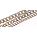 Three silver curb link bracelets, the largest 24cm in length, total 116.2g