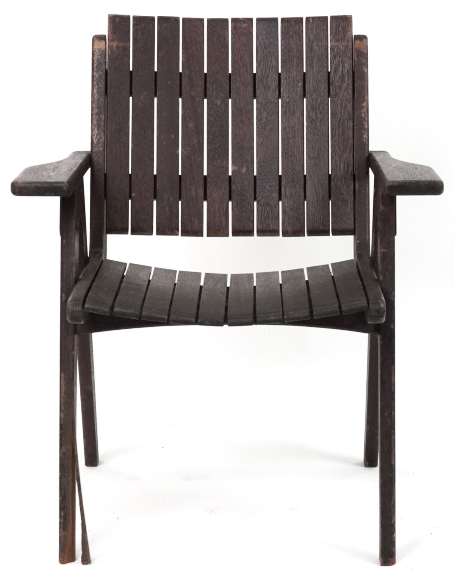 Autoban, stained teak slice chair, 81cm high - Image 2 of 5