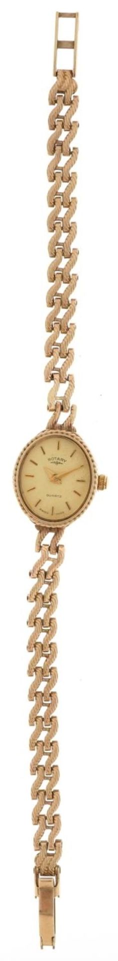 Rotary, ladies 9ct gold quartz wristwatch with 9ct gold strap, the case 15mm wide, total 11.2g - Bild 2 aus 7