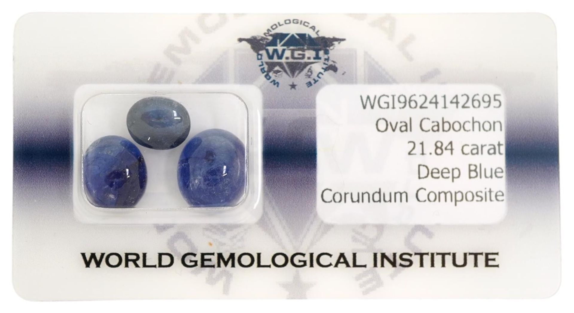 Three oval blue sapphire cabochons with certificate, total sapphire weight approximately 21.84 carat