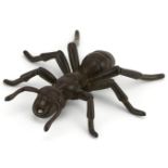 Large Japanese patinated bronze okimono in the form of an ant with articulated legs, impressed
