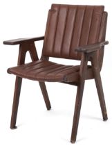 Autoban, stained teak slice chair, 81cm high