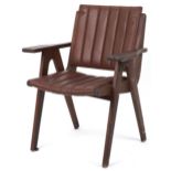 Autoban, stained teak slice chair, 81cm high