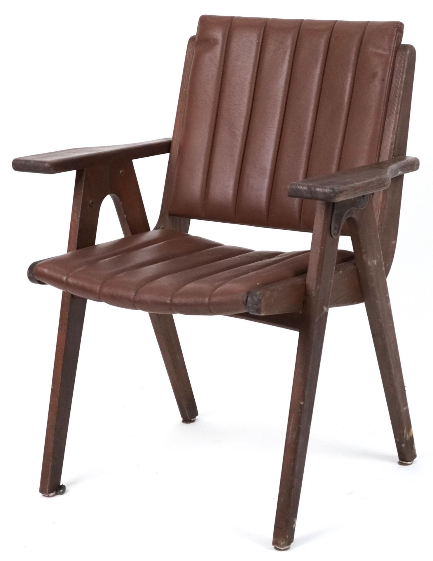 Autoban, stained teak slice chair, 81cm high