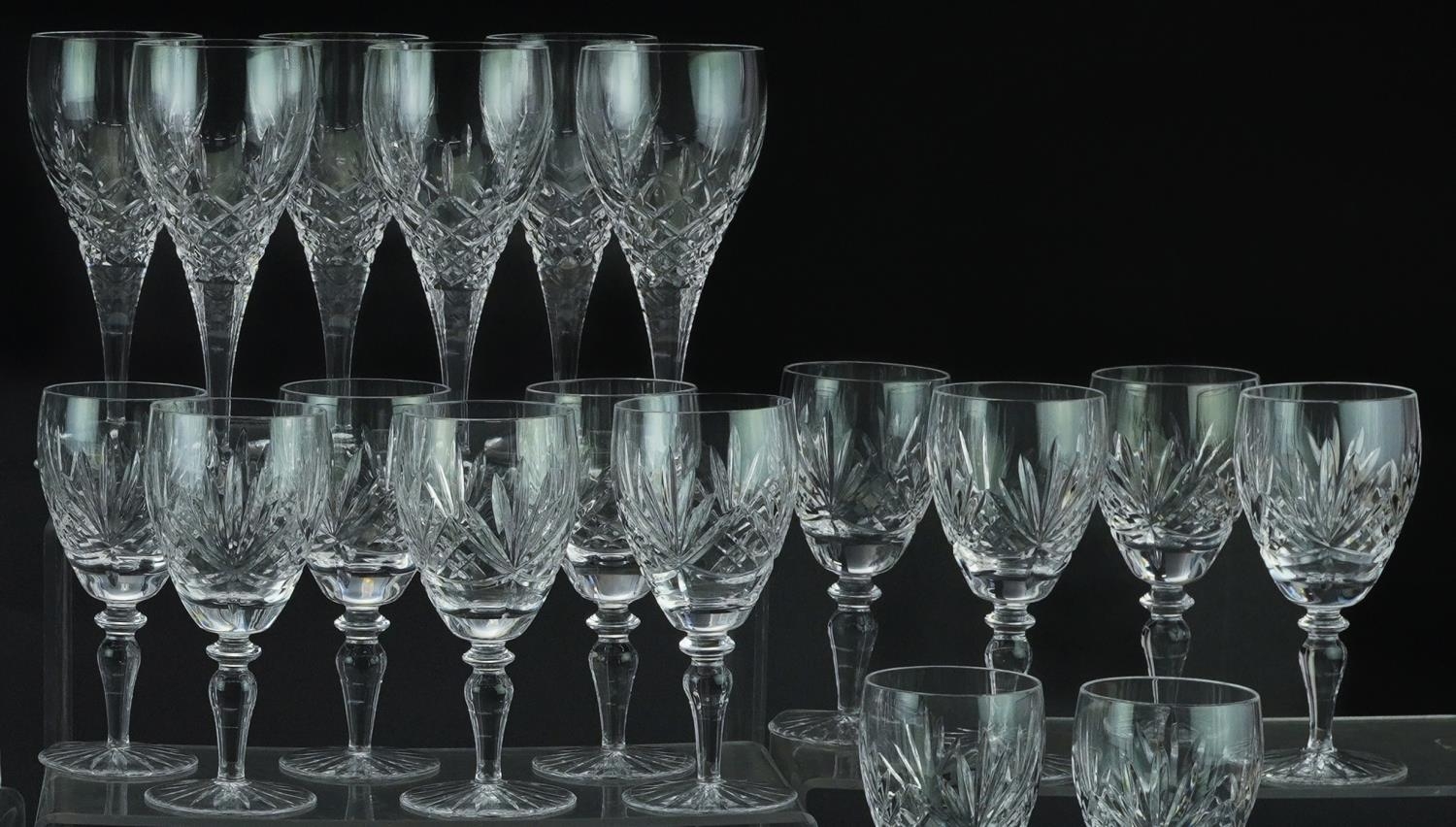 Glassware including Boyne Valley tumblers, three decanters and set of six Champagne flutes, the - Image 3 of 6