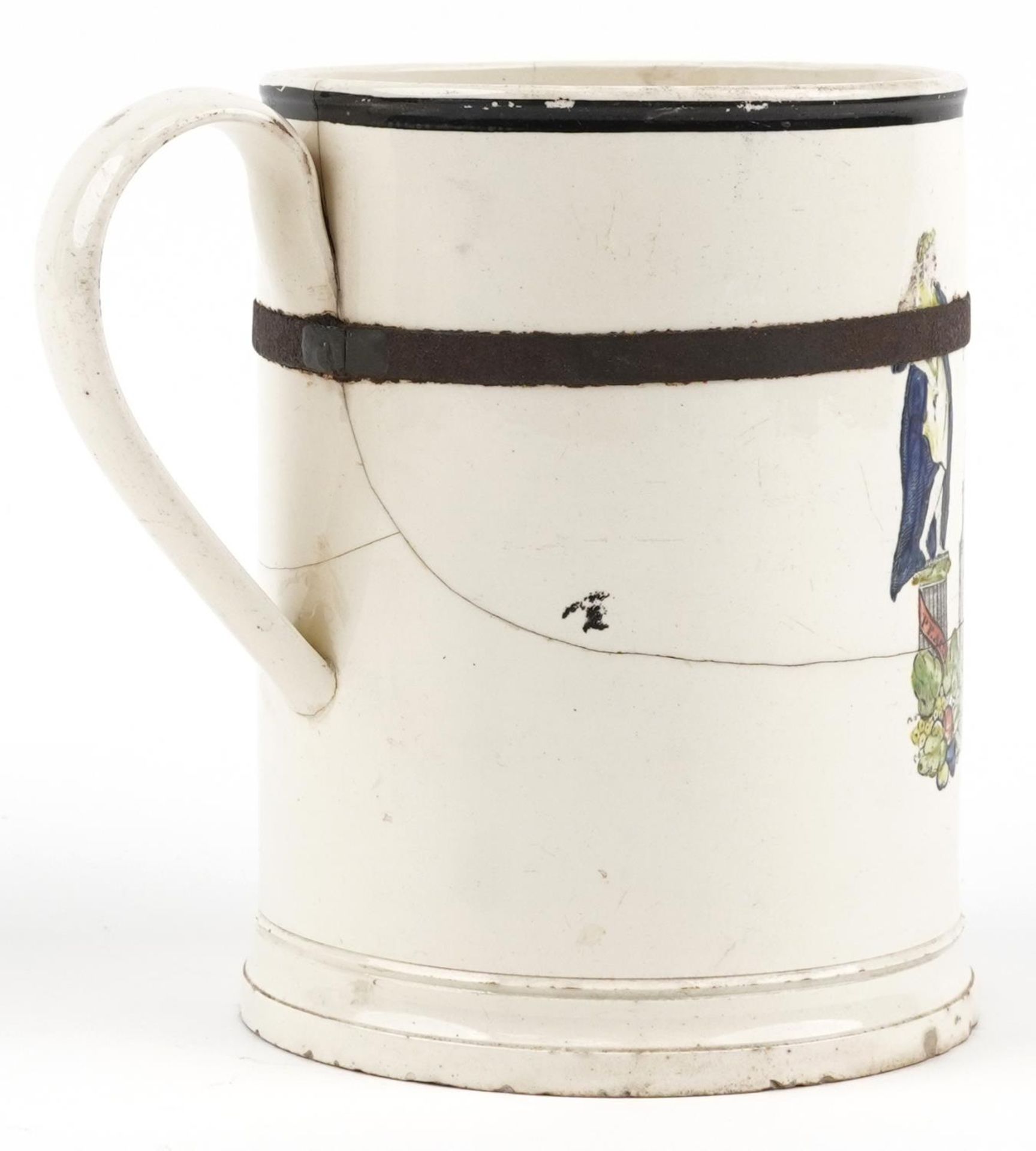 Sunderland Dawson & Co, early 19th century Low Ford creamware Peace & Plenty tankard, 15cm high - Bild 3 aus 4