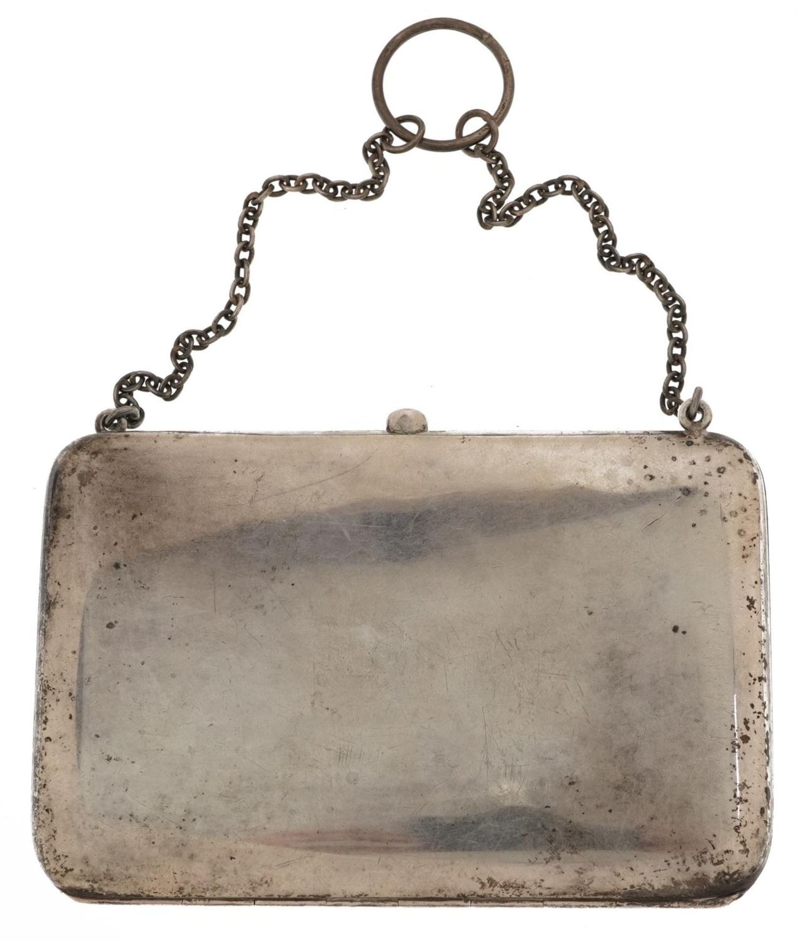 Sampson Mordan & Co Ltd, George V rectangular silver chatelaine card case with gilt interior, London - Image 6 of 6