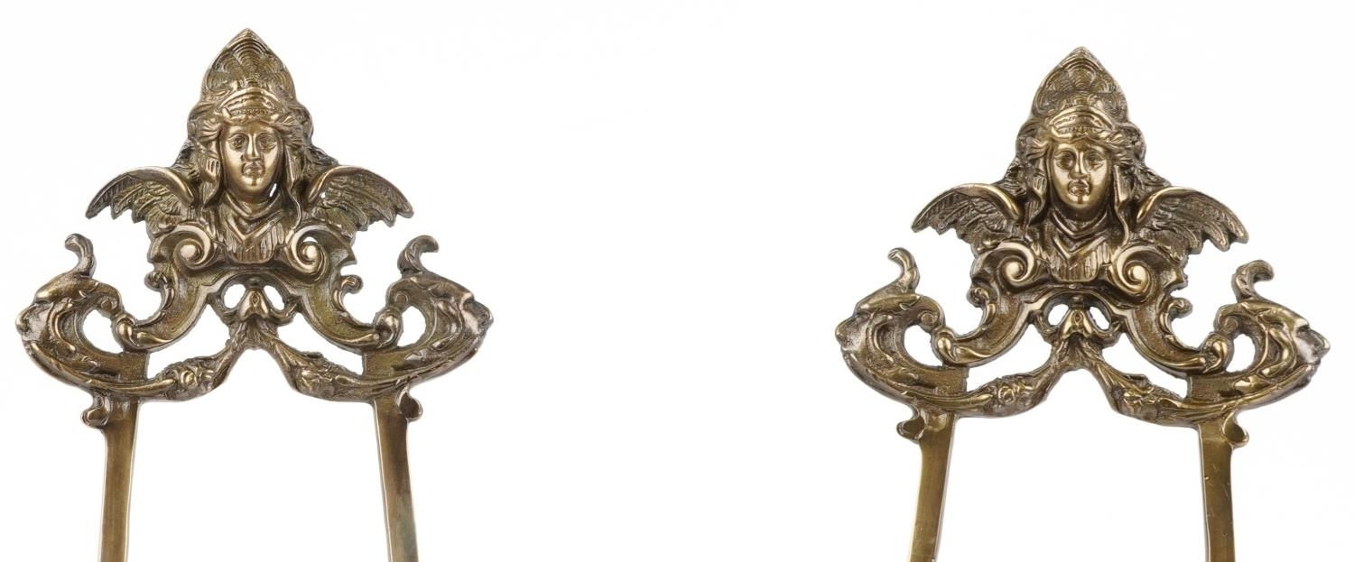 Pair of large Rococo style brass easel stands, 58cm high - Image 2 of 3