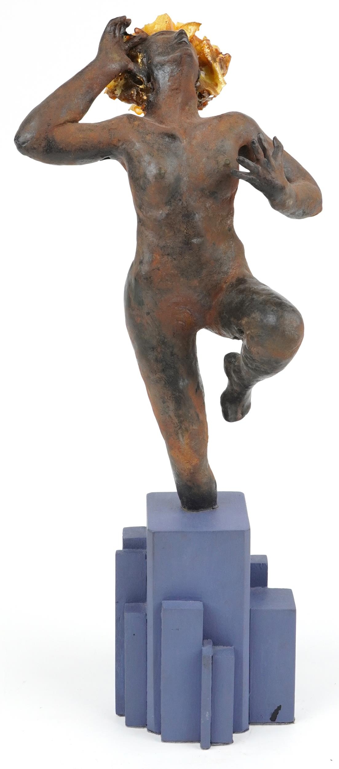 Neil Wilkinson, contemporary Brutalist iron and marble resin with fibreglass sculpture of a nude - Image 2 of 4