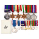 British military World War II seven medal group with dress medals including General Service medal