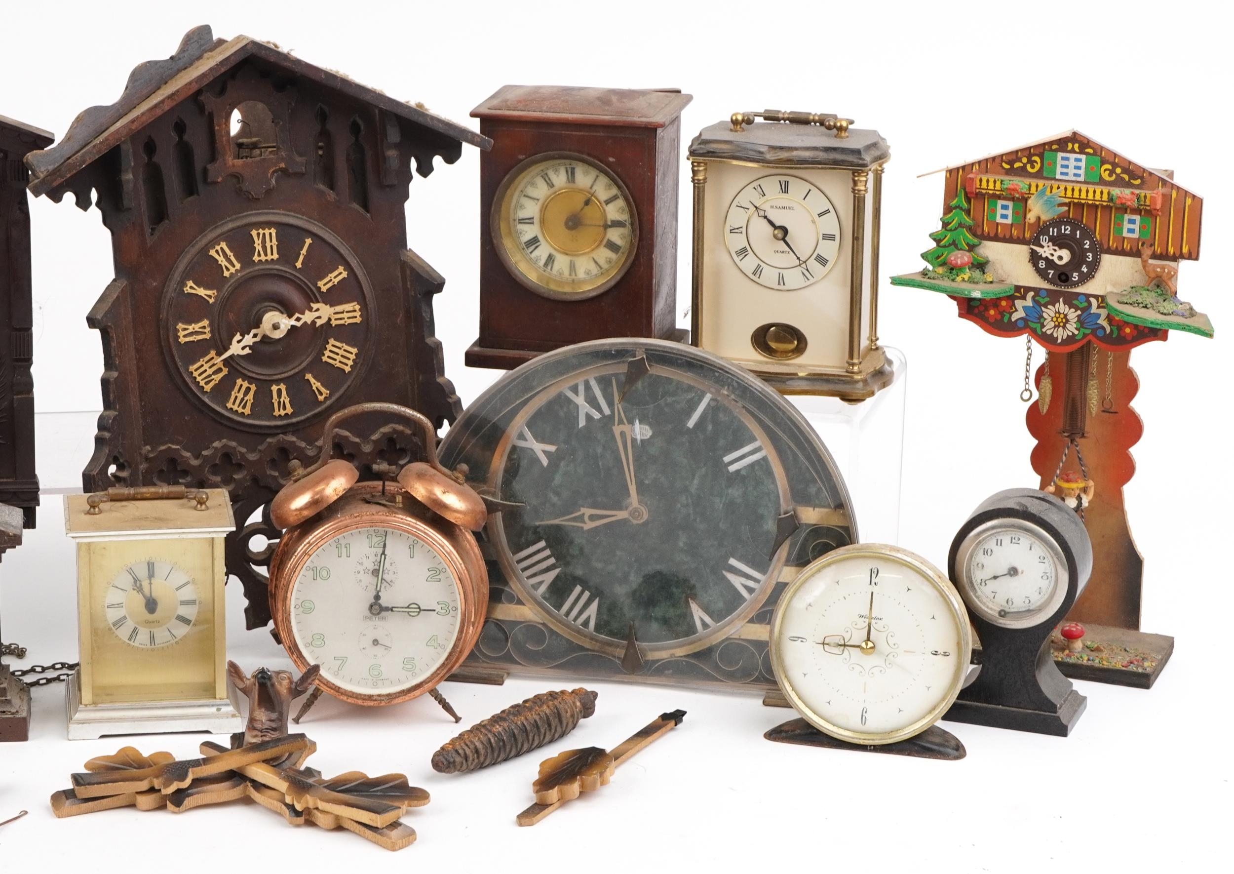 Early 20th century and later clocks including cuckoo, oak cased Westminster chiming and Smiths - Image 3 of 3