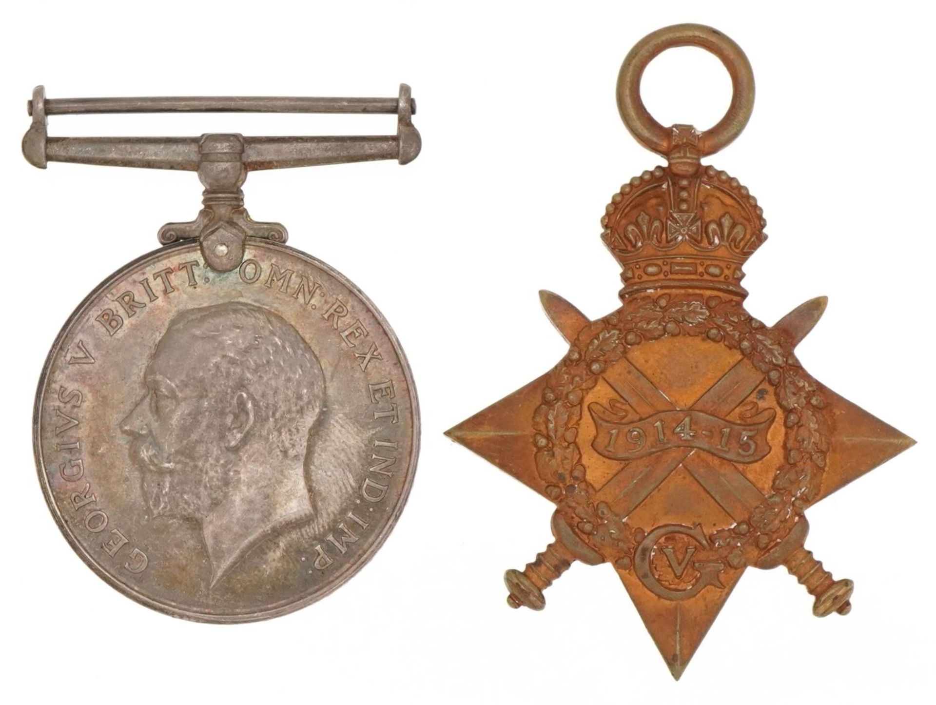 British military World War I pair with spelling error comprising 1914-18 War medal awarded to