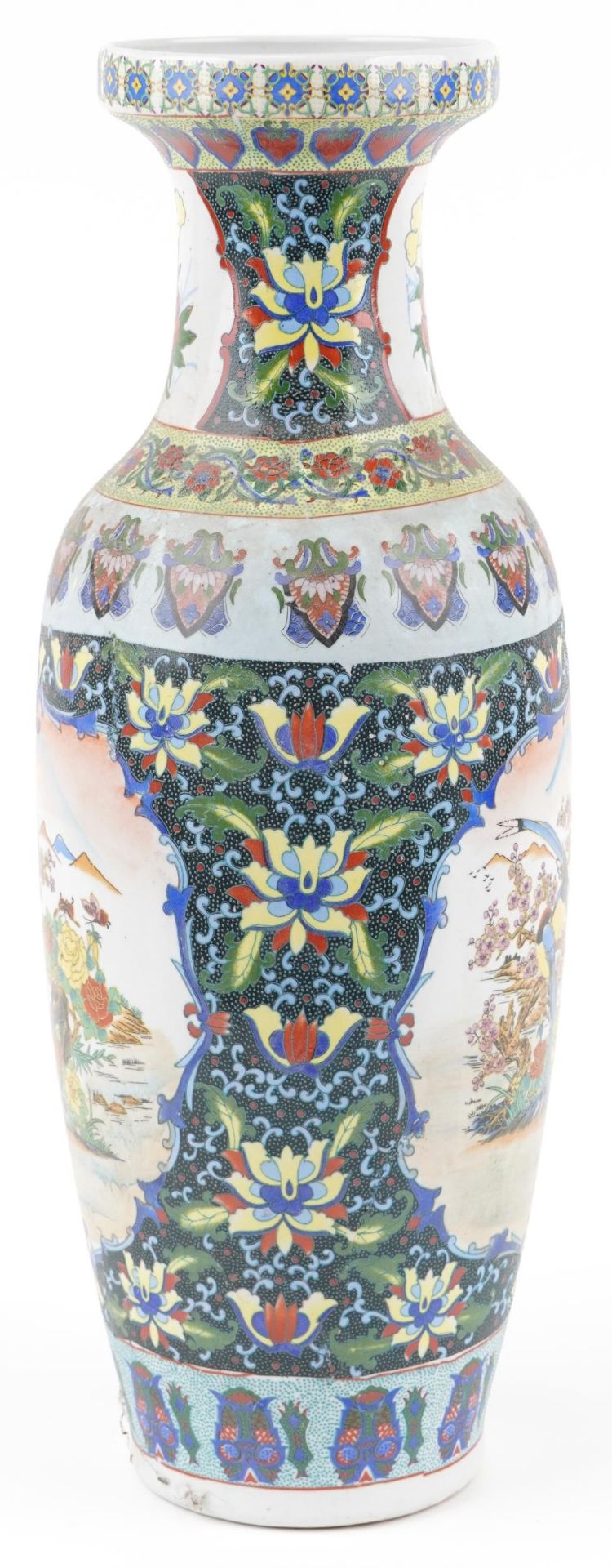 Large Chinese porcelain vase decorated with birds of paradise amongst flowers in landscapes, 62cm - Bild 2 aus 6