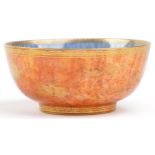 Wedgwood orange and blue ground Fairyland lustre bowl gilded with dragons chasing the flaming