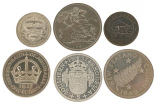 British and continental coinage, some silver including Edward VIII 1937 Rhodesian five shillings,