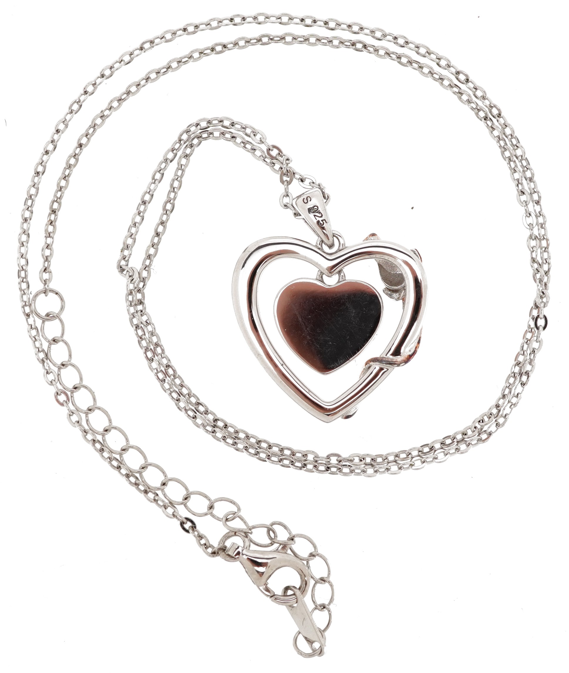 Silver and gold crystal love heart pendant engraved Always in My Heart, on a silver necklace, 2. - Image 3 of 5
