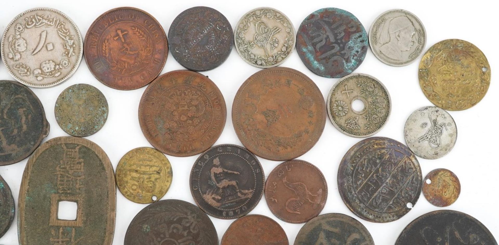 Antique and later Asian, Persian and African coinage including Japanese tenpo tsuho, tai-kuo - Image 3 of 10