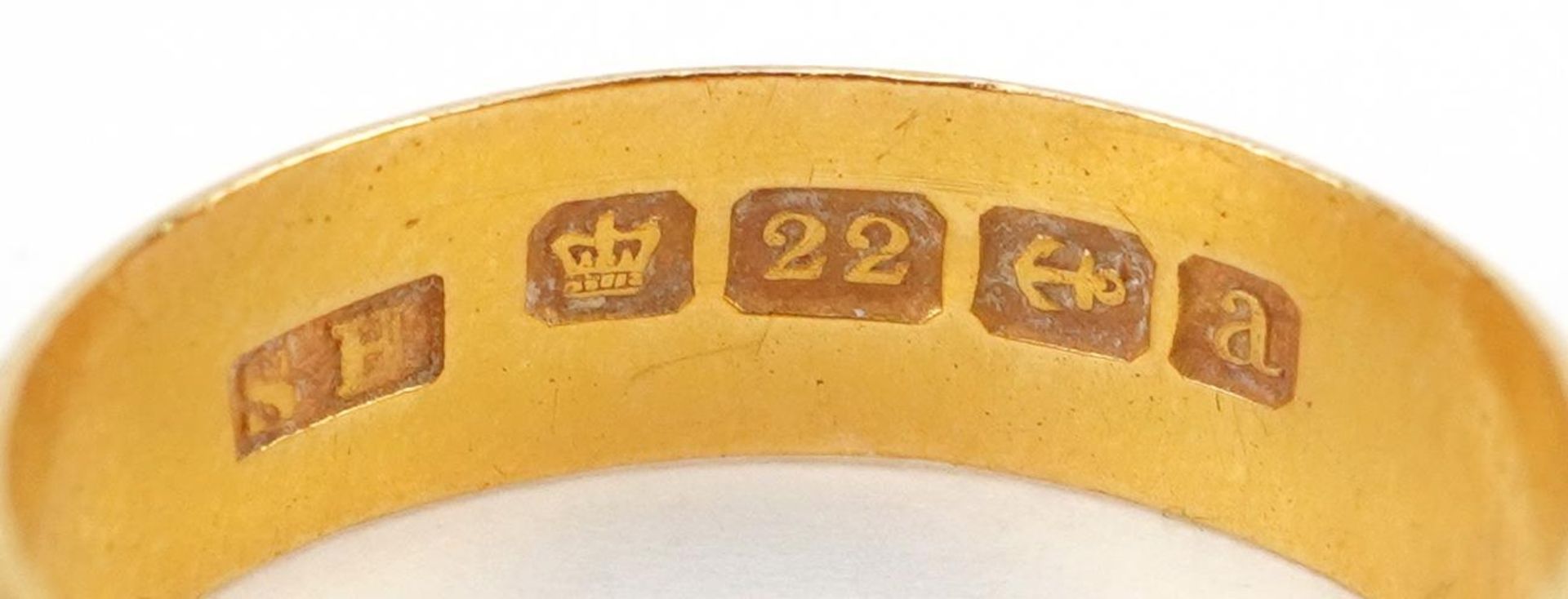 Victorian 22ct gold wedding band, Birmingham 1900, size O, 4.0g - Bild 4 aus 4