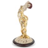 Neil Wilkinson, contemporary Brutalist resin and gold leaf sculpture of a female raised on