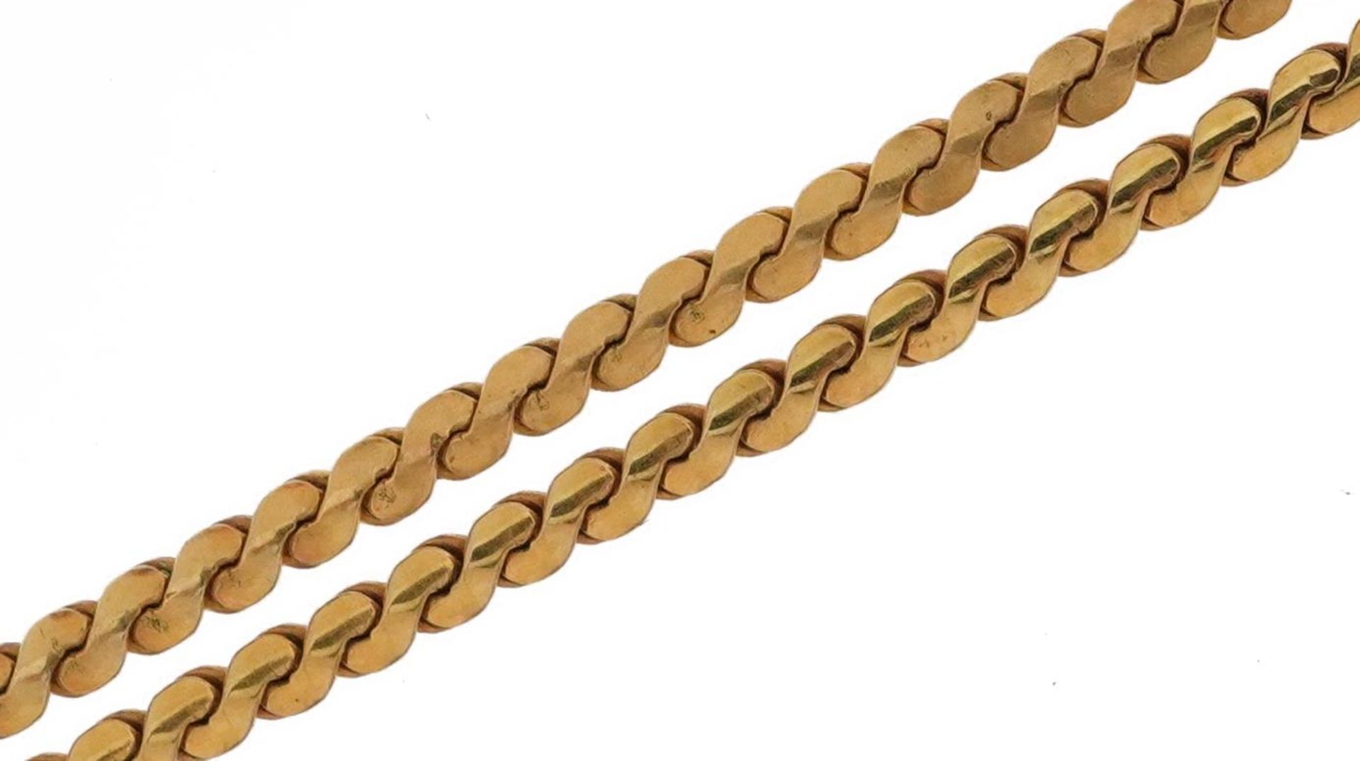 Broken 9ct gold S link necklace, 60cm in length, 7.1g