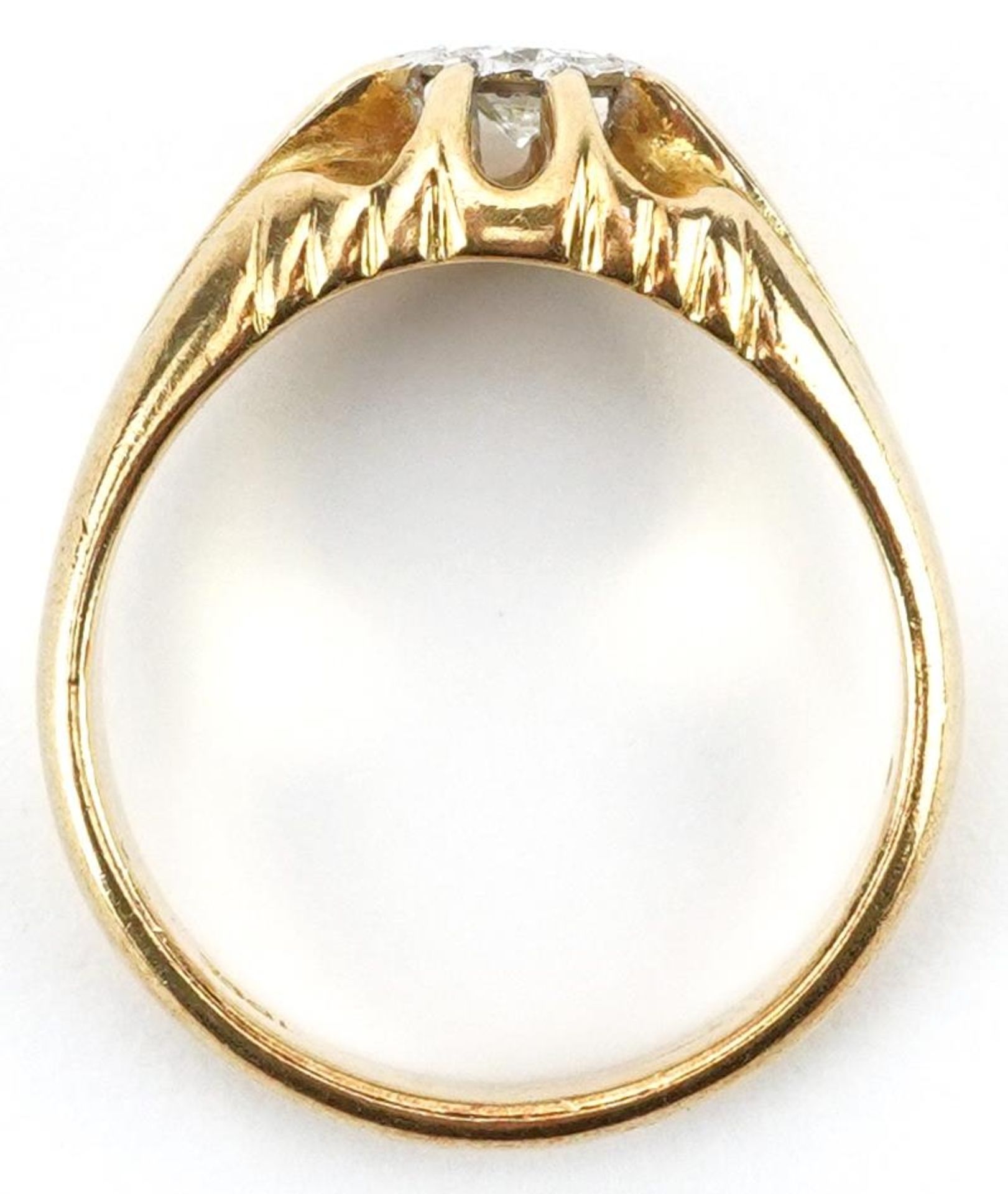 18ct gold diamond solitaire ring, the diamond approximately 0.25 carat, size P, 7.4g - Bild 3 aus 4