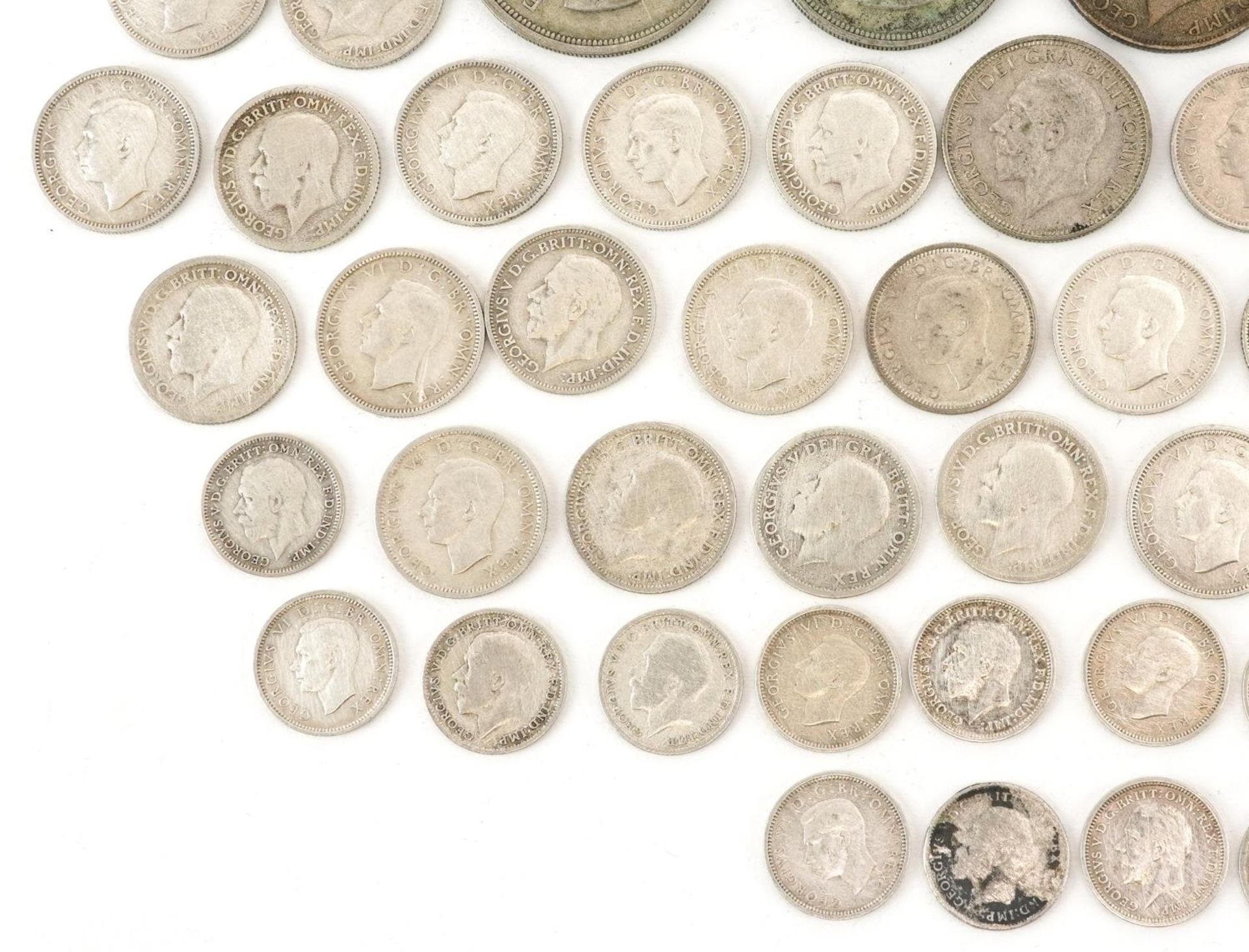 British pre decimal, pre 1947 coinage including half crowns and shillings, 320g - Bild 4 aus 10