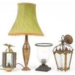 Early 20th century and later lighting including French style gilt metal light pendant with etched