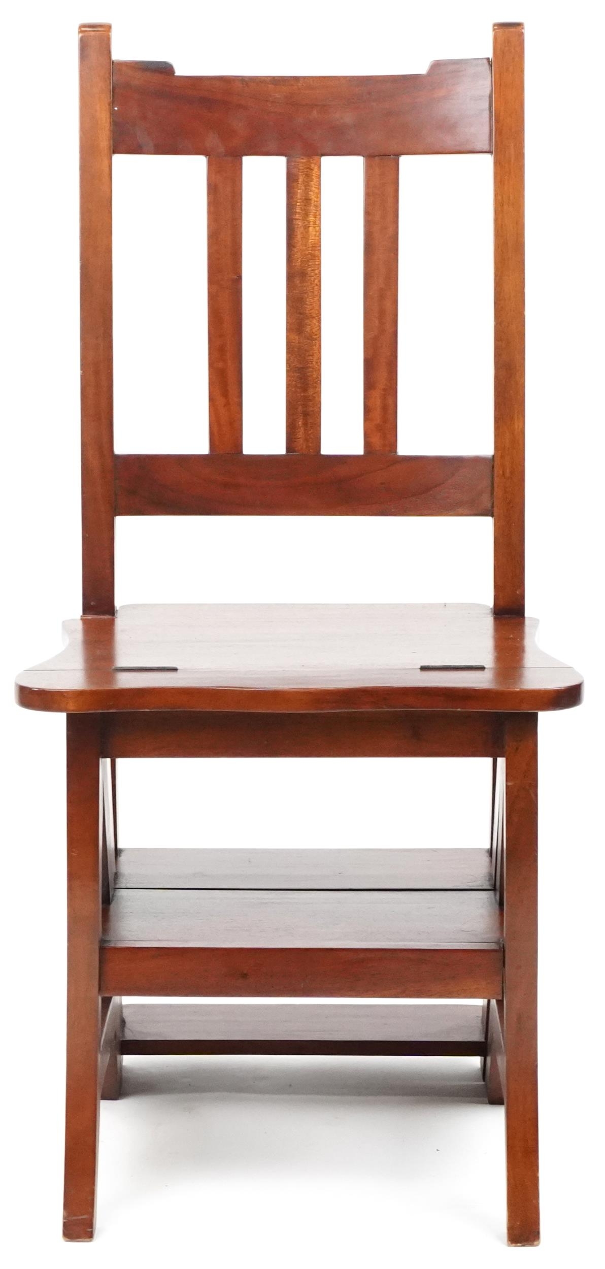 Set of metamorphic hardwood library steps/chair, 91.5cm high when as chair - Image 5 of 7