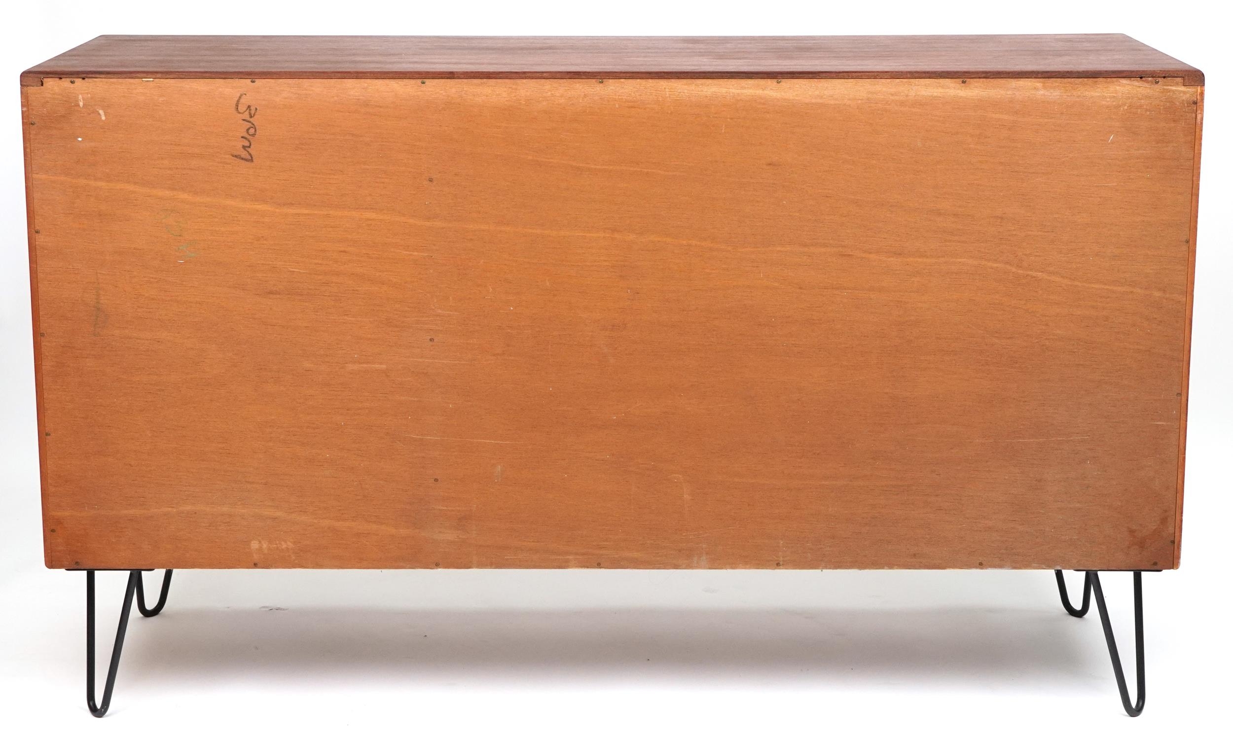 G Plan, Mid century Fresco teak sideboard on hairpin legs fitted with a door and an arrangement of - Image 4 of 4