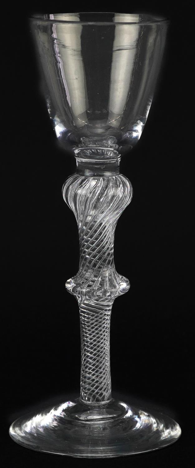 18th century double knop wine glass with air twist stem, 15.5cm high - Image 3 of 4