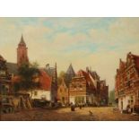 Jan Van Delft - Dutch street scene, contemporary Impressionist oil on wood panel, mounted and