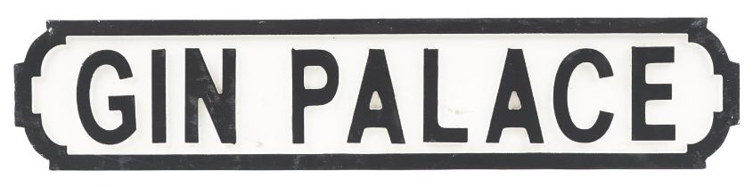 Novelty hand painted Gin Palace sign, 65cm wide