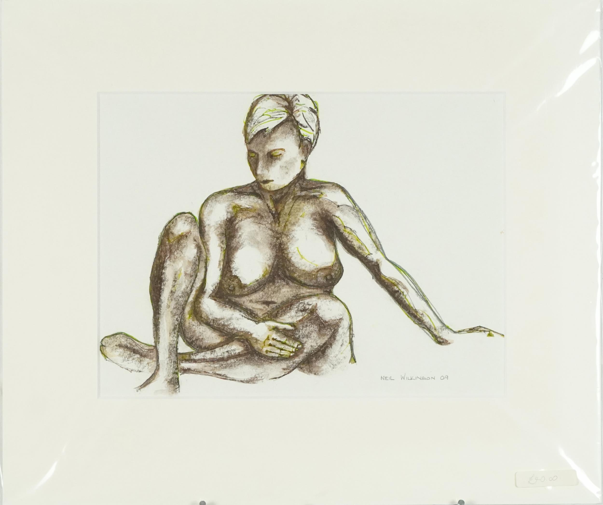 Neil Wilkinson - Nude females, three mixed medias, each mounted, one framed and glazed, the - Image 11 of 13