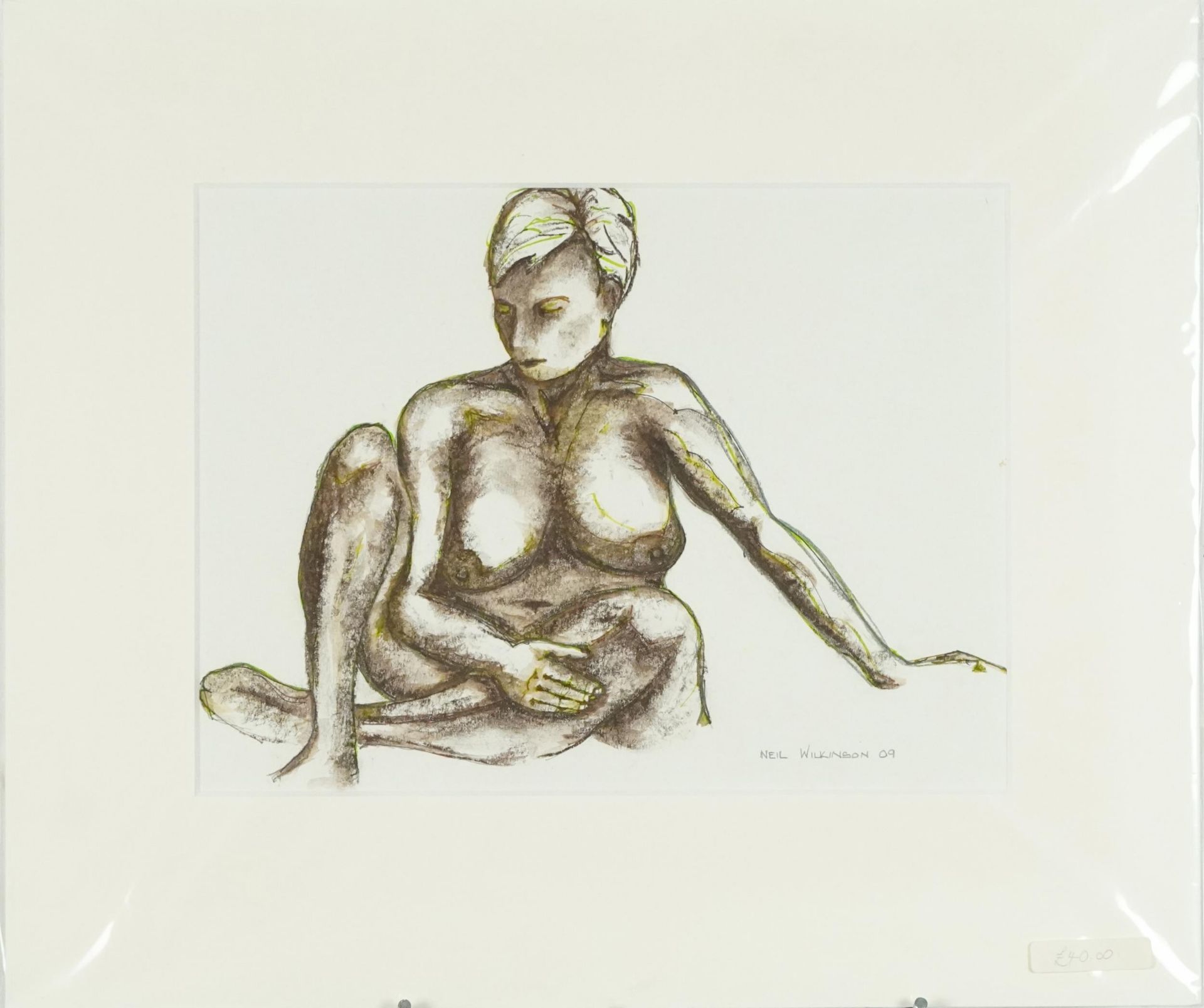 Neil Wilkinson - Nude females, three mixed medias, each mounted, one framed and glazed, the - Bild 11 aus 13