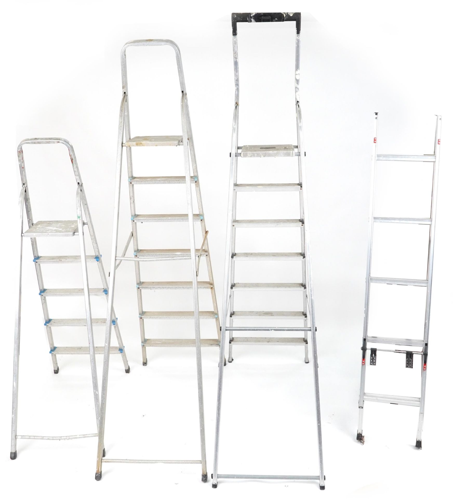 Four aluminium ladders including Youngman Spacemaker loft ladder and two Beldray stepladders, the - Image 2 of 2